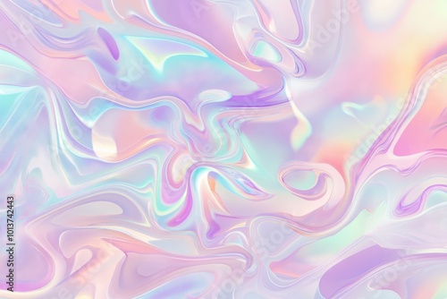 Holographic swirl texture with pastel gradient background