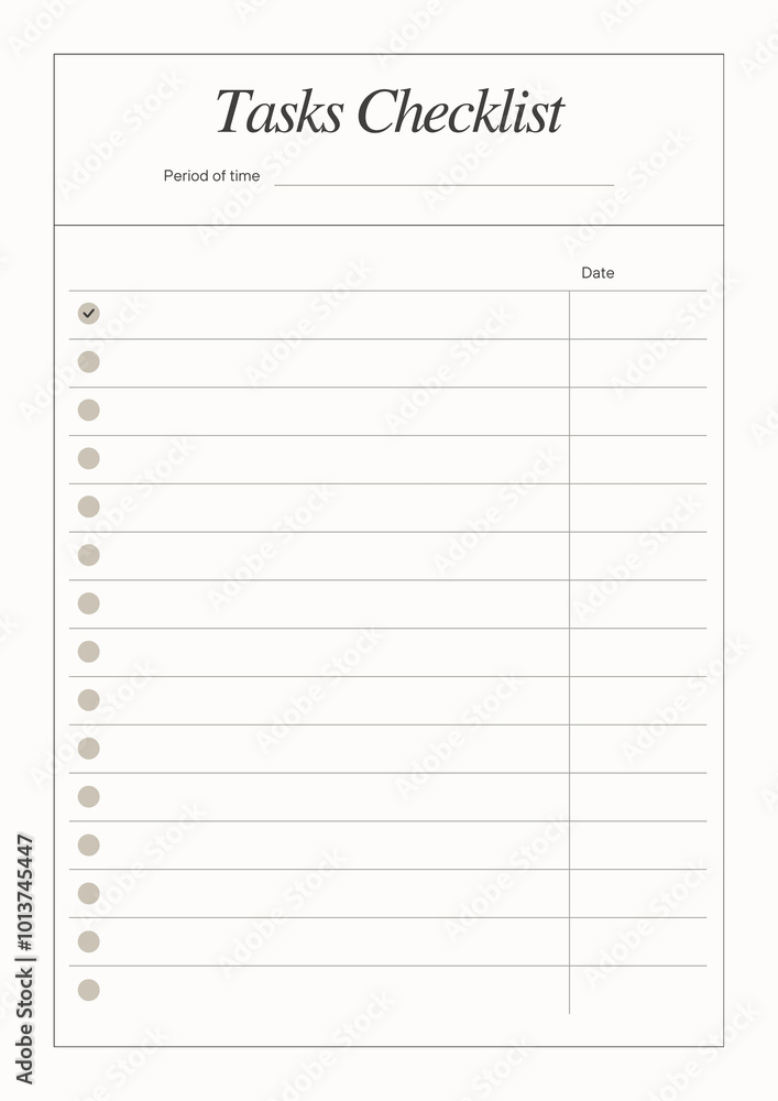 Minimalist Tasks Checklist Document planner, Minimalist Tasks Checklist Document planner,
