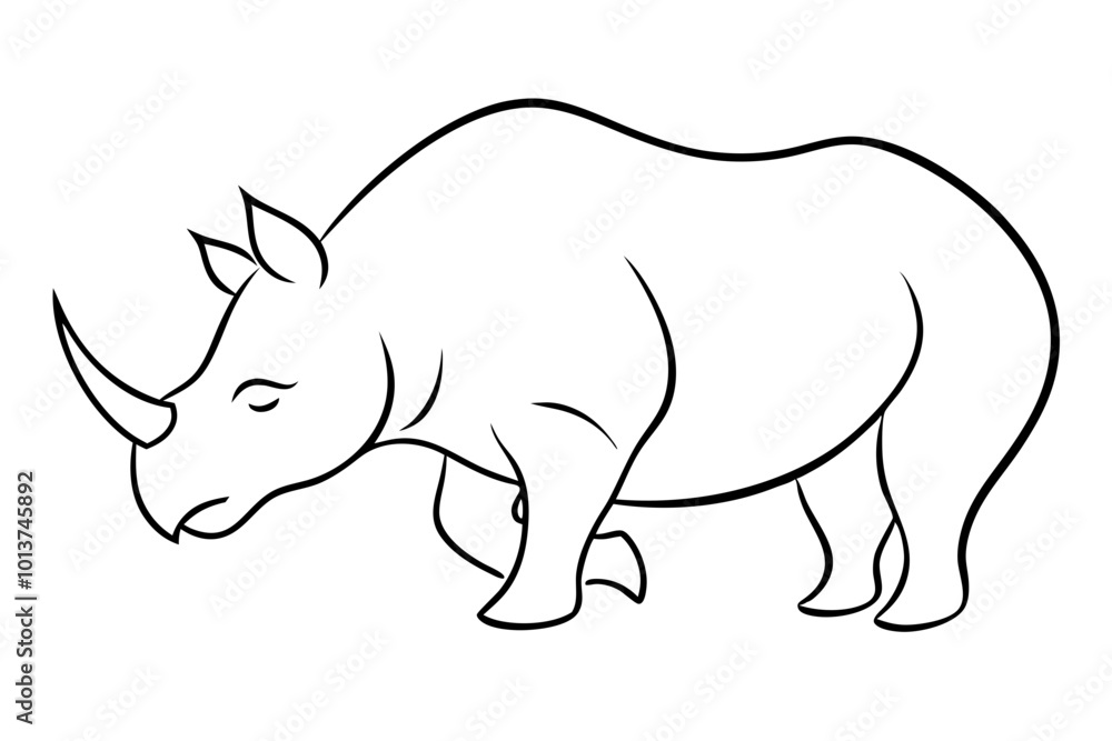 Obraz premium Fierce Rhino Head Outline in Motion Representing Power and Strength 