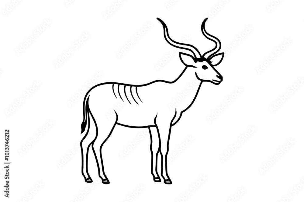 Kudu Outline Vector Illustration of a Majestic Animal Standing Proudly in Nature
Kudu Outline Vector Illustration of a Majestic Animal Standing Proudly in Nature