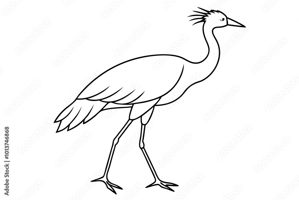 Fototapeta premium Graceful Secretary Bird Outline in Vector Art Capturing Nature's Beauty 