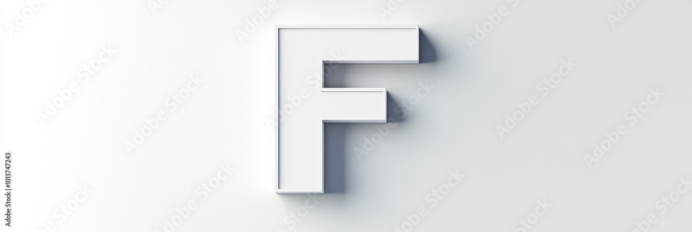 A white, 3D rendering of the letter 'F' on a white background. A white, 3D rendering of the letter 'F' on a white background.