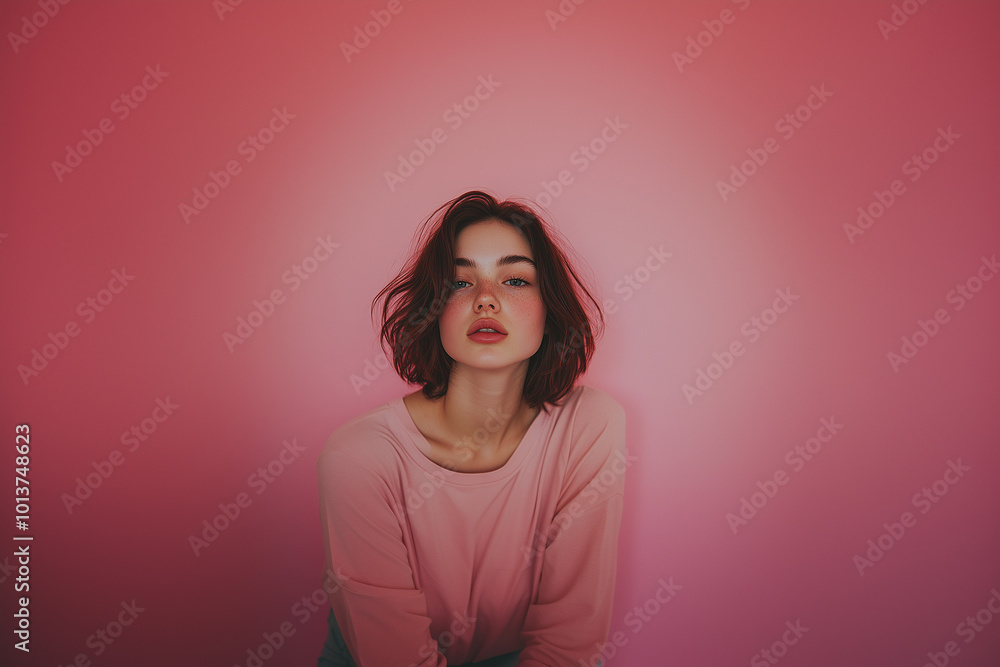 Charming Portrait on Pink Background Charming Portrait on Pink Background