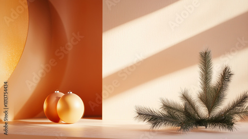 Obraz na płótnie Minimalist New Year design with abstract shapes and warm lighting, clean lines, refined composition w salonie