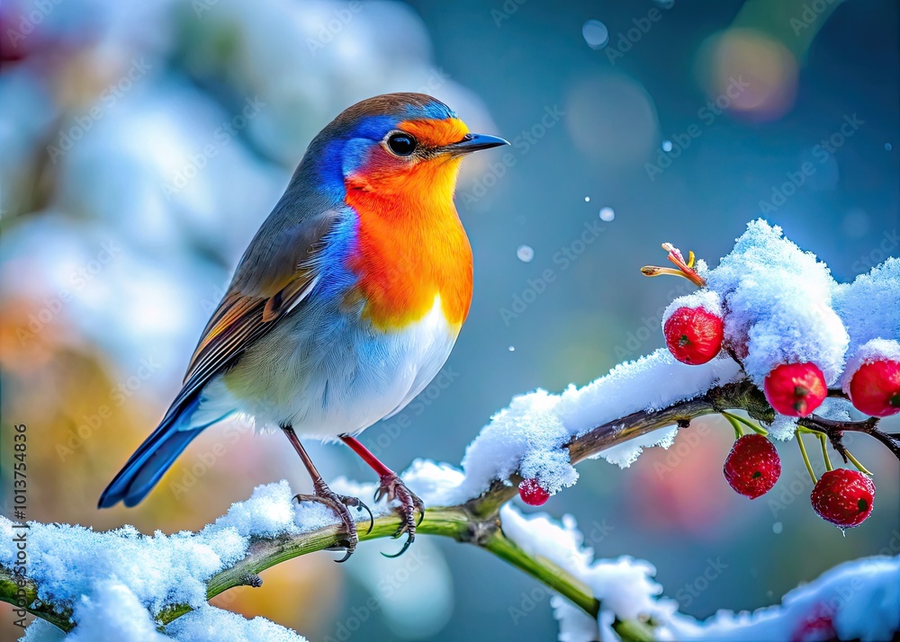 In a tranquil winter scene, a stunning snowcap bird perches elegantly on a branch, surrounded by delicate, softly falling snowflakes in the background. In a tranquil winter scene, a stunning snowcap bird perches elegantly on a branch, surrounded by delicate, softly falling snowflakes in the background.