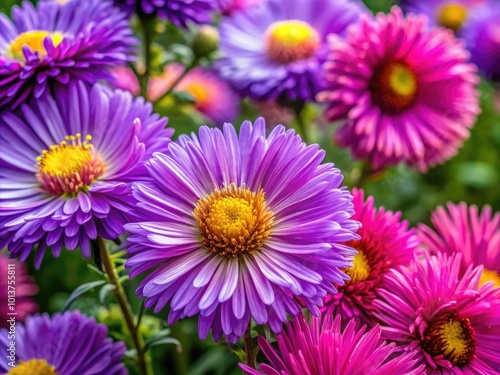 In nature's embrace, vibrant aster flowers burst into bloom, creating a captivating display of colors that mesmerizes and enchants all who encounter their beauty.