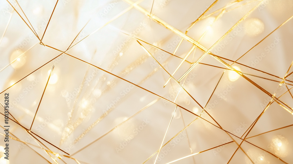 Chic New Year aesthetic, minimalist lines and abstract geometric design, glowing gold accents