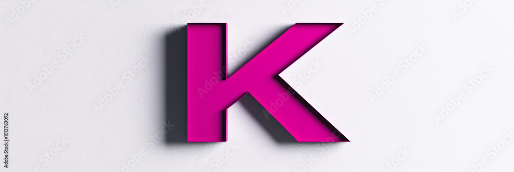 A bold, pink letter K stands out against a clean, white background. A bold, pink letter K stands out against a clean, white background.