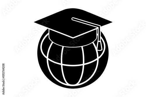 Concept of world education cap icon flat style on white background.