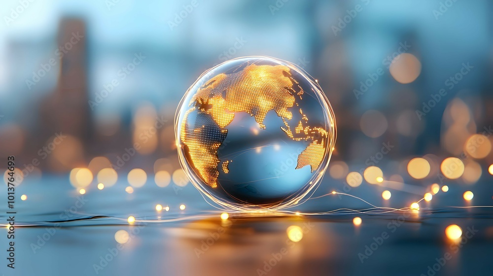 Glowing Globe Surrounded by Radiant Threads of Light Glowing Globe Surrounded by Radiant Threads of Light