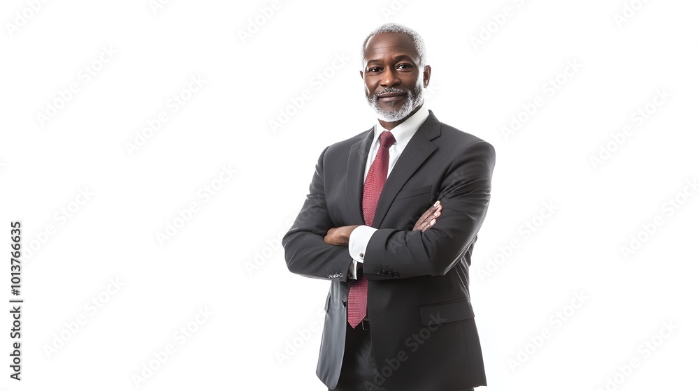 Full-length portrait of a confident senior African American businessman in formal wear, emphasizing professionalism and self-assurance Full-length portrait of a confident senior African American businessman in formal wear, emphasizing professionalism and self-assurance