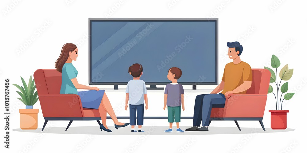 Flat Candid Family Thrilled by Cyber Monday Smart TV Deals - Exciting Modern Shopping Experience Illustrated Flat Candid Family Thrilled by Cyber Monday Smart TV Deals - Exciting Modern Shopping Experience Illustrated
