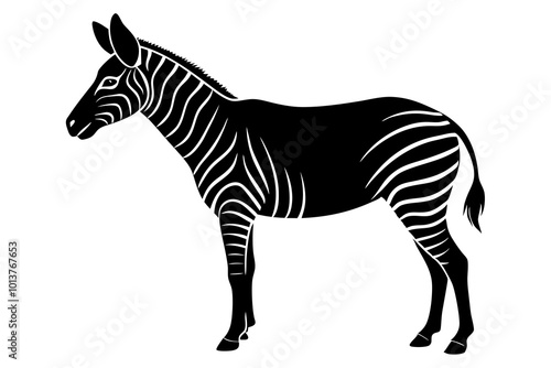 Okapi Striped Legs with a Horse-like Body and Long Neck Silhouette Vector Illustration