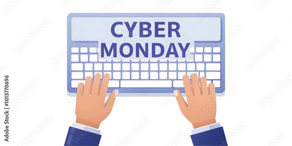 Flat Plain Background: Hand Typing on Keyboard with Cyber Monday Discount Codes in Minimalistic Design - Focus on Applying Discounts Flat Plain Background: Hand Typing on Keyboard with Cyber Monday Discount Codes in Minimalistic Design - Focus on Applying Discounts