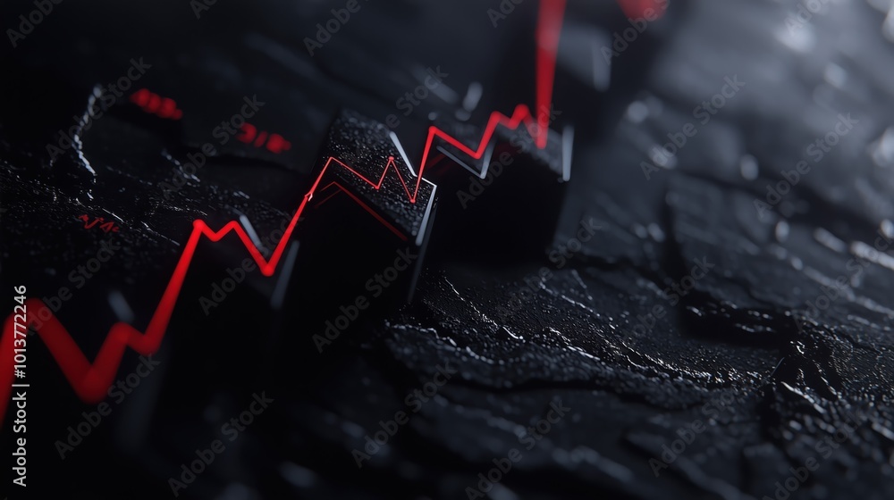 Fototapeta premium Financial Charts, 3d, dark, textured. Alternative 3d financial charts concepts.