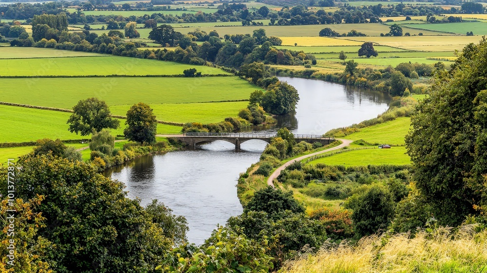 Serene River Valley Landscape Serene River Valley Landscape