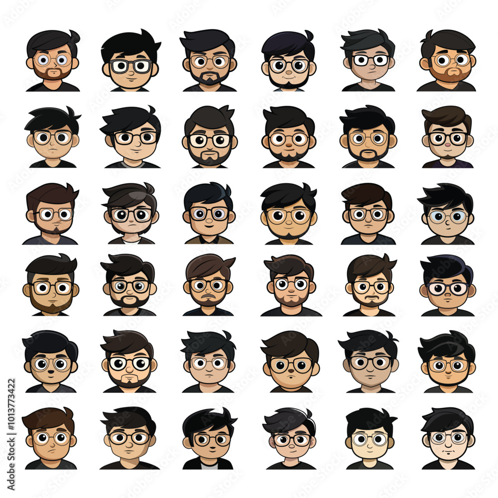 boy Hipster vector icon set illustration boy Hipster vector icon set illustration