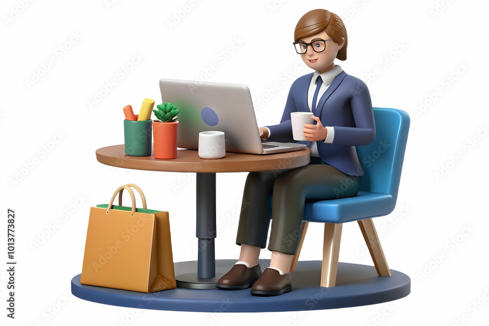 Flat Vector Illustration of Candid Shopper at Caf? Exploring Cyber Monday Electronics Deals with Laptop - Social Shopping Experience Flat Vector Illustration of Candid Shopper at Caf? Exploring Cyber Monday Electronics Deals with Laptop - Social Shopping Experience