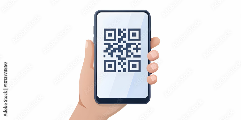 Flat Vector Close-Up of Hand Scanning Glowing QR Code for Cyber Monday Checkout, Macro Smartphone Transaction Illustration Flat Vector Close-Up of Hand Scanning Glowing QR Code for Cyber Monday Checkout, Macro Smartphone Transaction Illustration