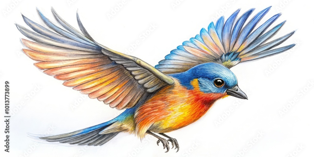 Fototapeta premium This straightforward bird drawing showcases essential techniques, ideal for kids and beginners, helping them develop creativity and enhance their art skills while enjoying flight.