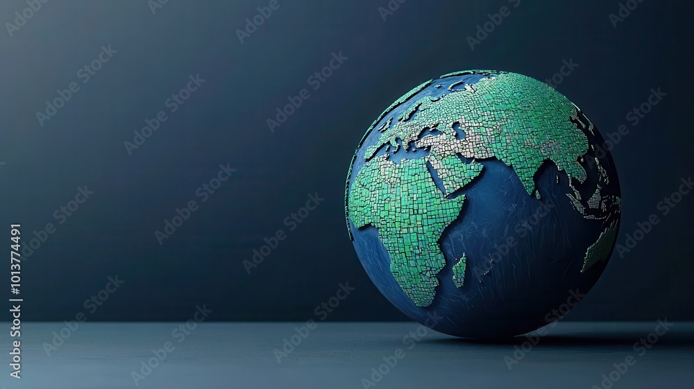 A colorful globe showcasing Earth with a focus on continents and oceans against a dark background. A colorful globe showcasing Earth with a focus on continents and oceans against a dark background.