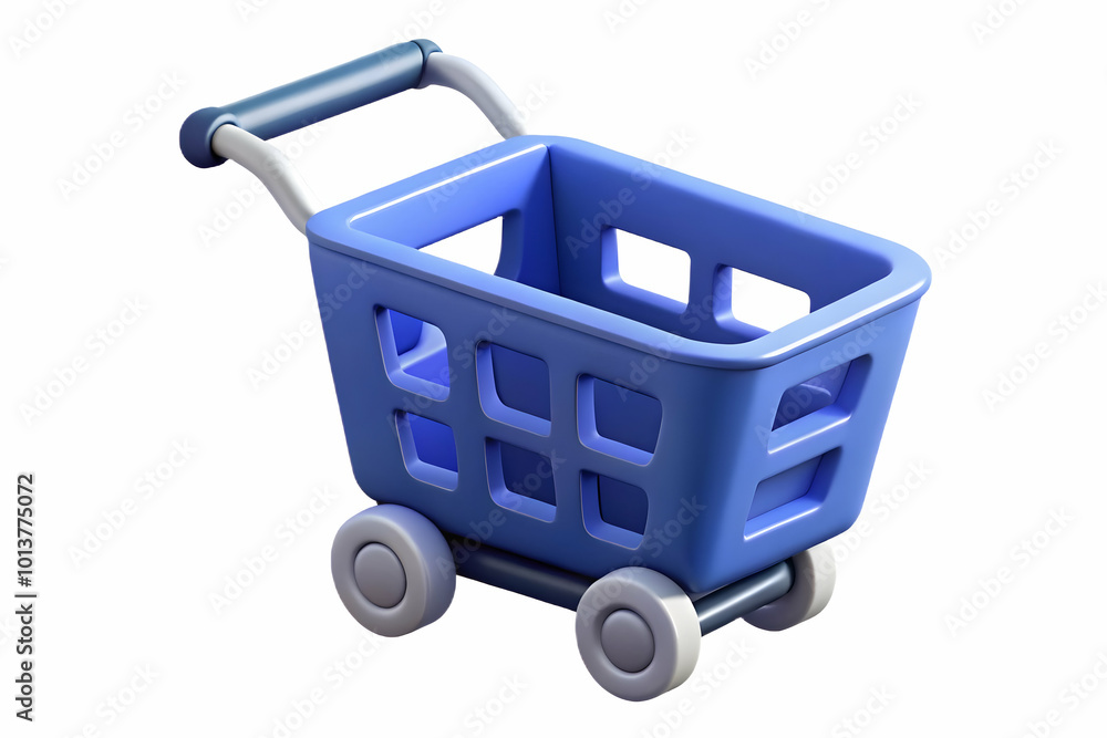 Fototapeta premium 3D Digital Shopping Cart Icon on Clean Background with Bold Cyber Monday Sale Highlights - Minimalist Design for E-Commerce Promotions