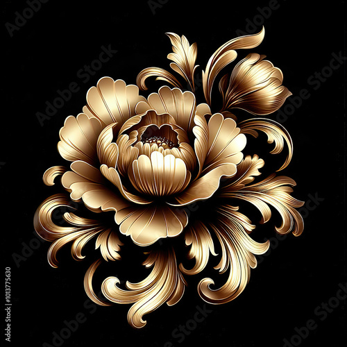 Gold flowers isolated on bl...