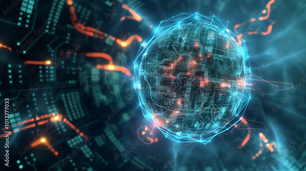 Futuristic AI-powered nuclear energy core, with glowing circuits and dynamic energy waves, symbolizing innovative, disruptive technology in clean energy. Futuristic AI-powered nuclear energy core, with glowing circuits and dynamic energy waves, symbolizing innovative, disruptive technology in clean energy.