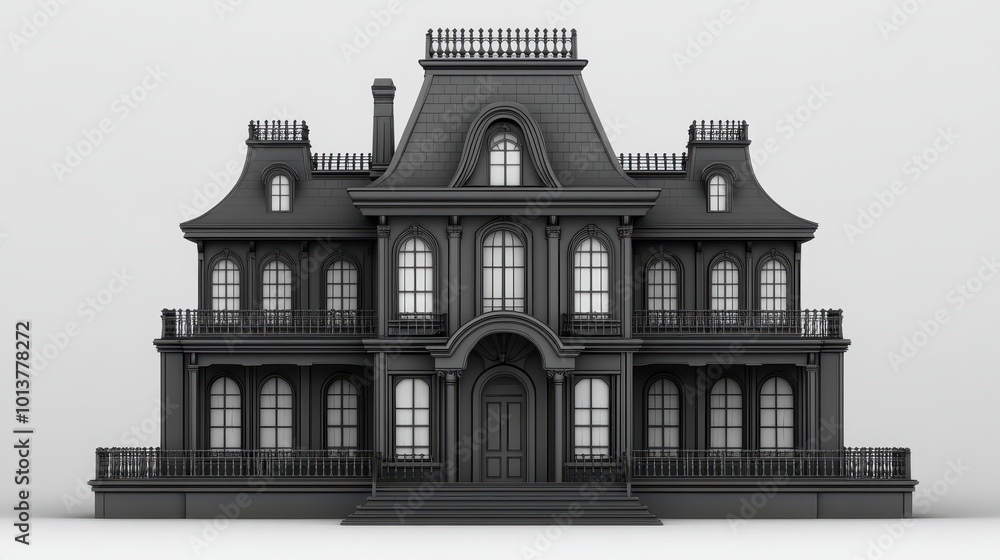 Fototapeta premium Simple Black Haunted House Design