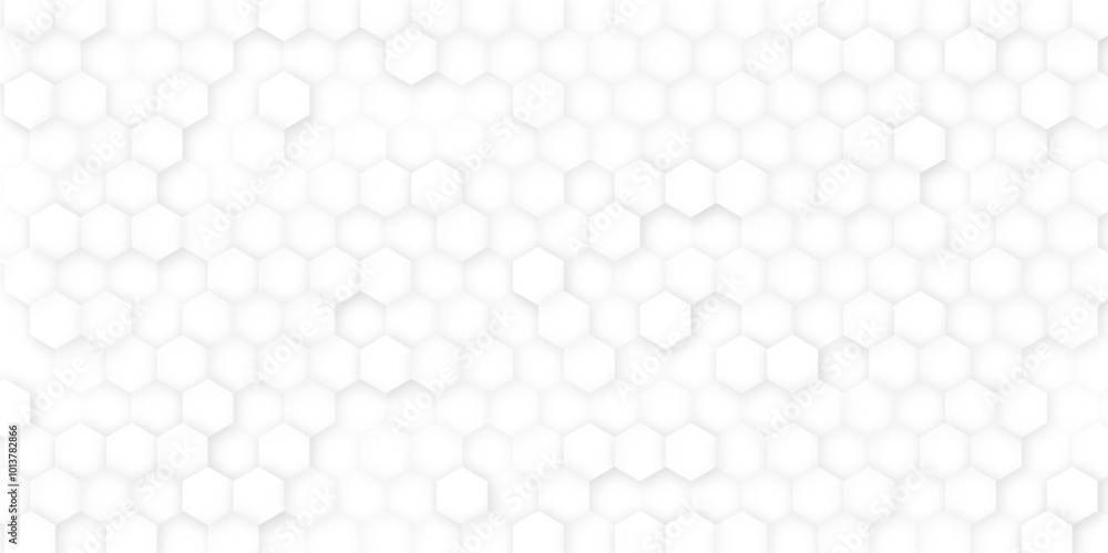 Hexagon pattern wall. White seamless hexagonal wall background. Hexagons pattern in 3D perspective abstract background, Hexagon pattern wall. White seamless hexagonal wall background. Hexagons pattern in 3D perspective abstract background,