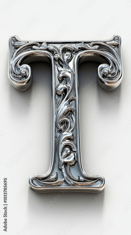 Ornate silver letter T, with intricate floral design. Perfect for adding elegance to your projects. Ornate silver letter T, with intricate floral design. Perfect for adding elegance to your projects.