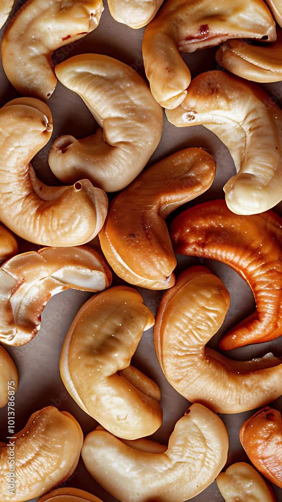 Rotating background of lots of cashew nuts, Close up, Slow motion Rotating background of lots of cashew nuts, Close up, Slow motion