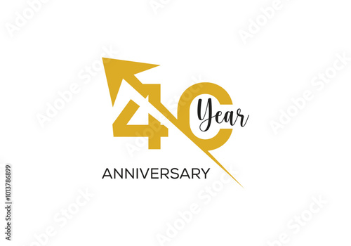 Anniversary 40 year arrow logo vector design. 40 year anniversary party concept.1