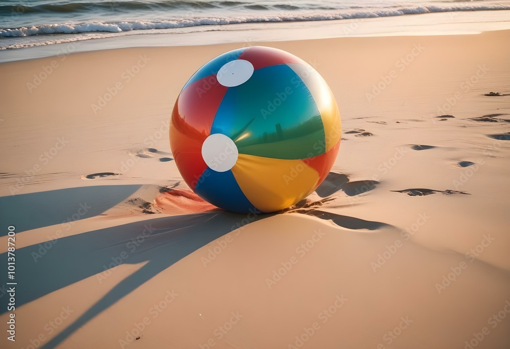 Colorful beach ball with red, white, blue, yellow, and green panels Colorful beach ball with red, white, blue, yellow, and green panels
