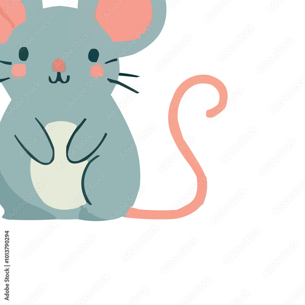 Fototapeta premium Vector Cute Mice in Spring Animals Theme on White Background