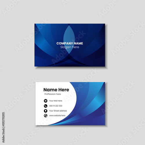Blue minimal wavy business card
