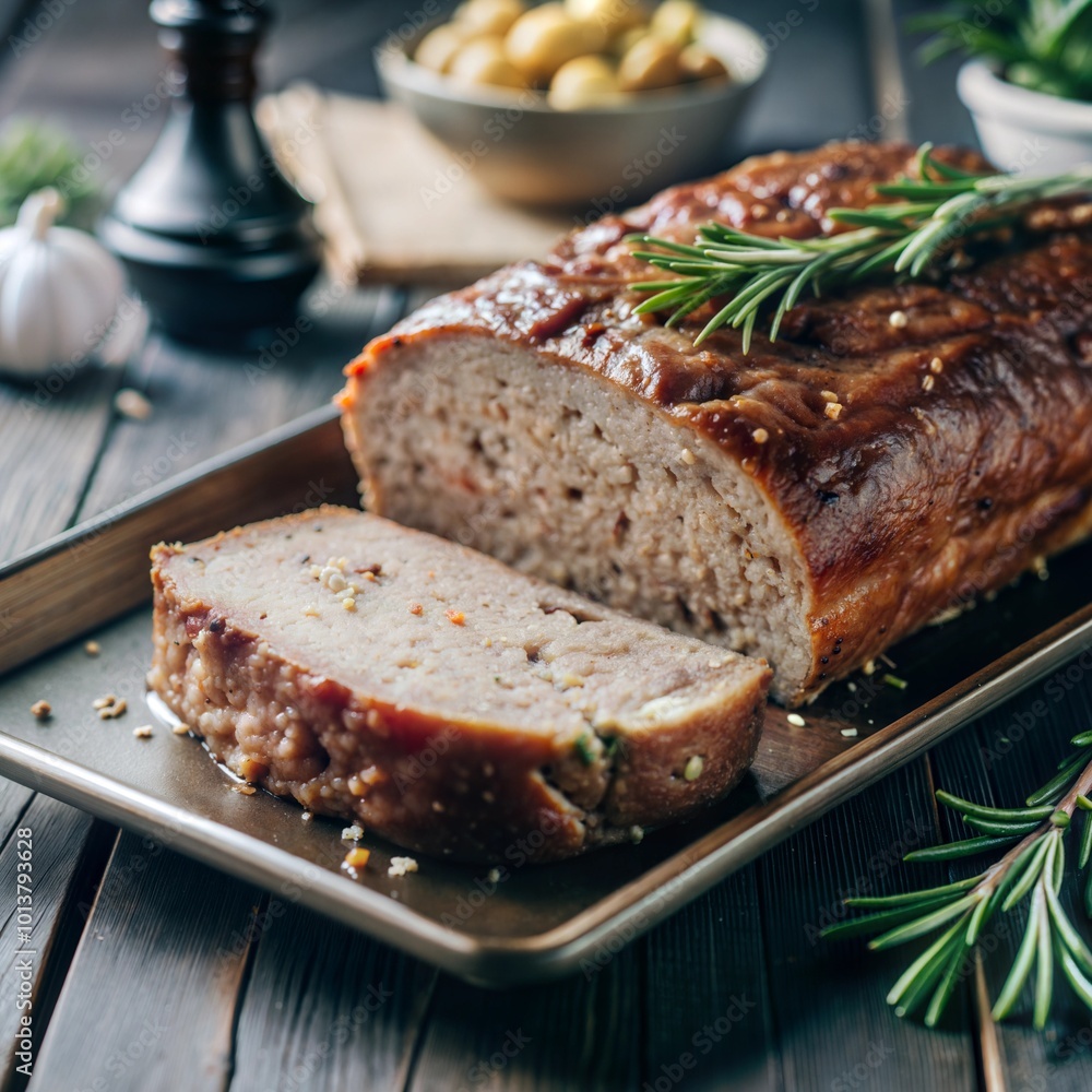 Realistic Meatloaf Isolated on White Background for Culinary Use Realistic Meatloaf Isolated on White Background for Culinary Use