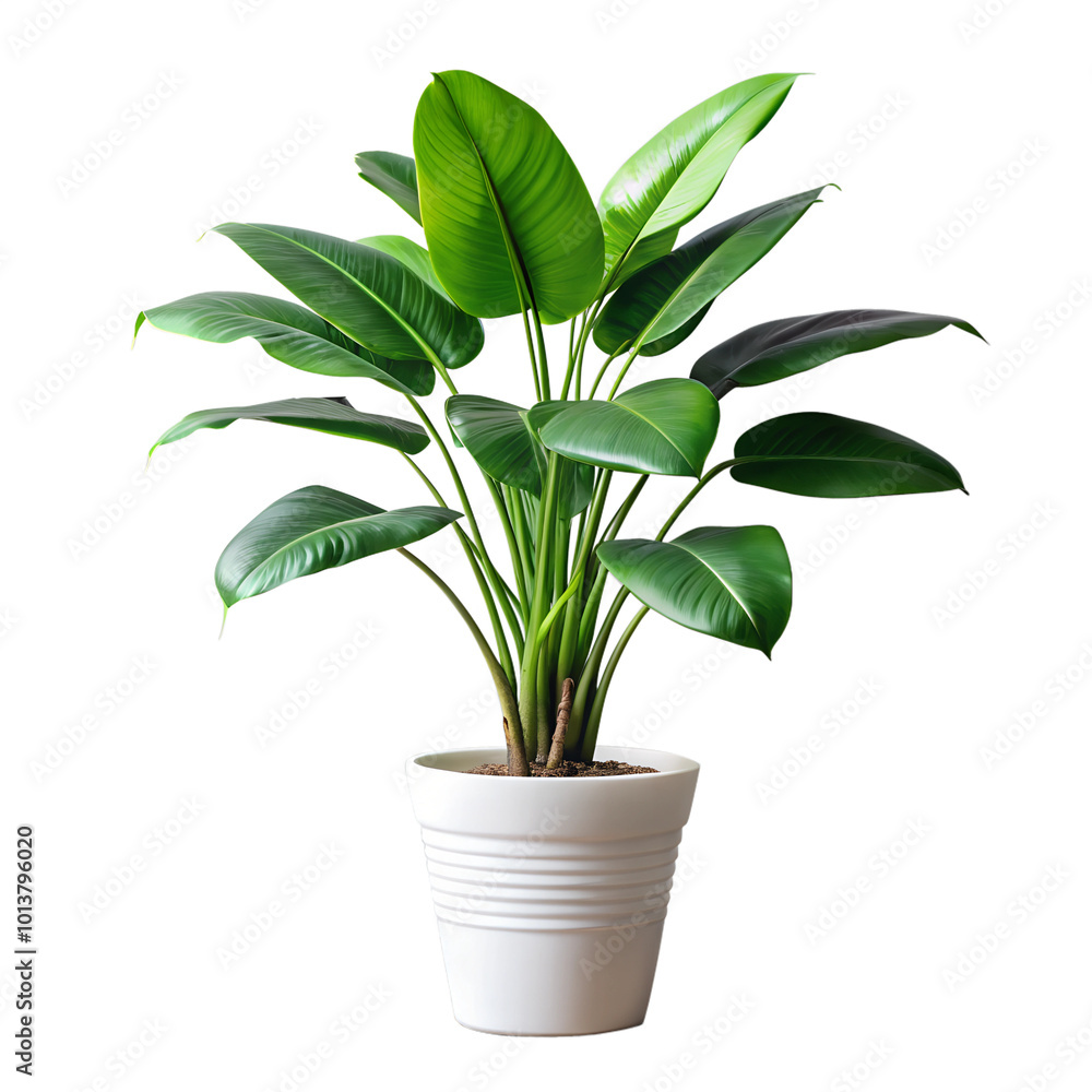 Fototapeta premium Modern indoor plant. leaves in a pot isolate on transparency background