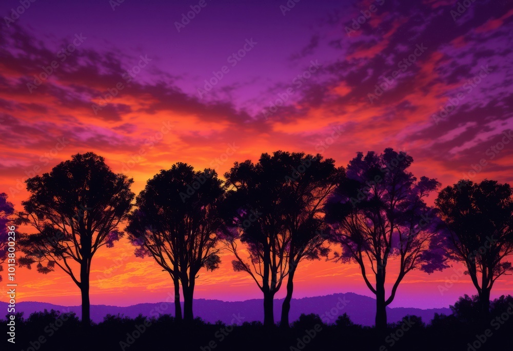 serene atmospheric dusk landscape featuring silhouetted trees colorful sky soft hues orange purple, nature, evening, twilight, scenery, panorama, clouds, light serene atmospheric dusk landscape featuring silhouetted trees colorful sky soft hues orange purple, nature, evening, twilight, scenery, panorama, clouds, light