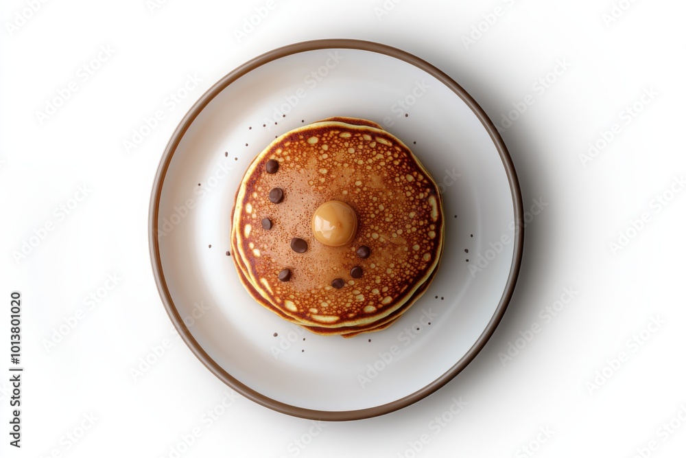 Nostalgic Butterscotch Chip Pancakes Stacked High Nostalgic Butterscotch Chip Pancakes Stacked High