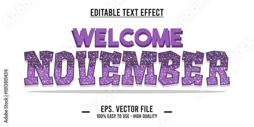 November word art illustration, editable text effect