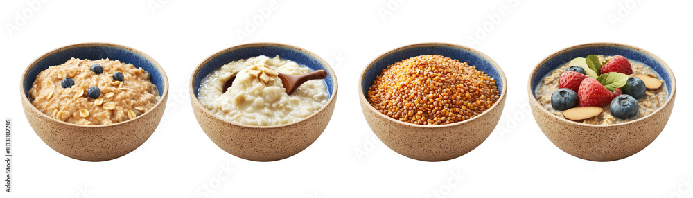Delicious porridge in a bowl collection isolated on transparent background, PNG. Clipart template Delicious porridge in a bowl collection isolated on transparent background, PNG. Clipart template