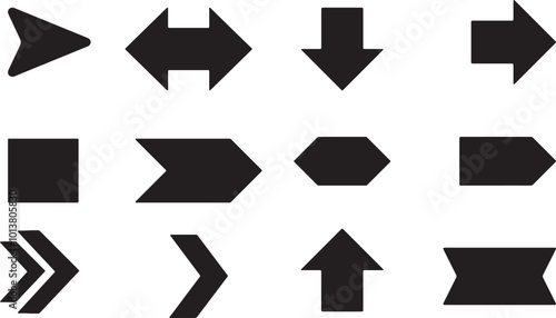 Black Arrow Vector Icon Pack With White Background.