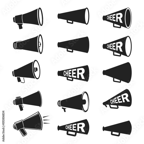 Cheer Megaphone SVG. Cheer horn Silhouette. Megaphone Bundle. Sports svg, Cheers Vector.