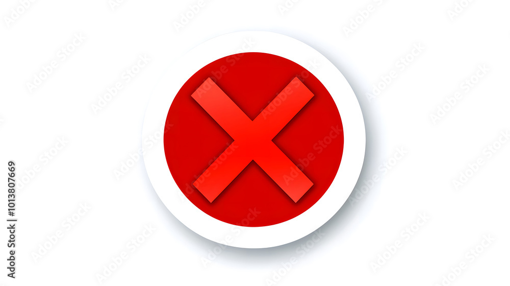 Vector icon of a red X inside a circle, on a white background design, using simple shapes with no details, in low-resolution design Vector icon of a red X inside a circle, on a white background design, using simple shapes with no details, in low-resolution design