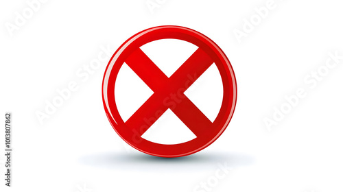 Vector icon of a red X inside a circle, on a white background design, using simple shapes with no details, in low-resolution design