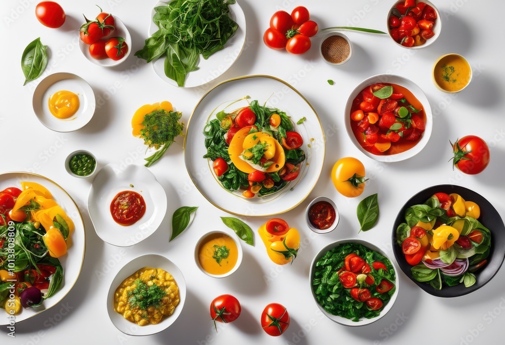 vibrant plant based dishes arranged clean minimalist surfaces showcasing colors fresh ingredients, aesthetic, artful, bright, colorful, combo, cuisine vibrant plant based dishes arranged clean minimalist surfaces showcasing colors fresh ingredients, aesthetic, artful, bright, colorful, combo, cuisine