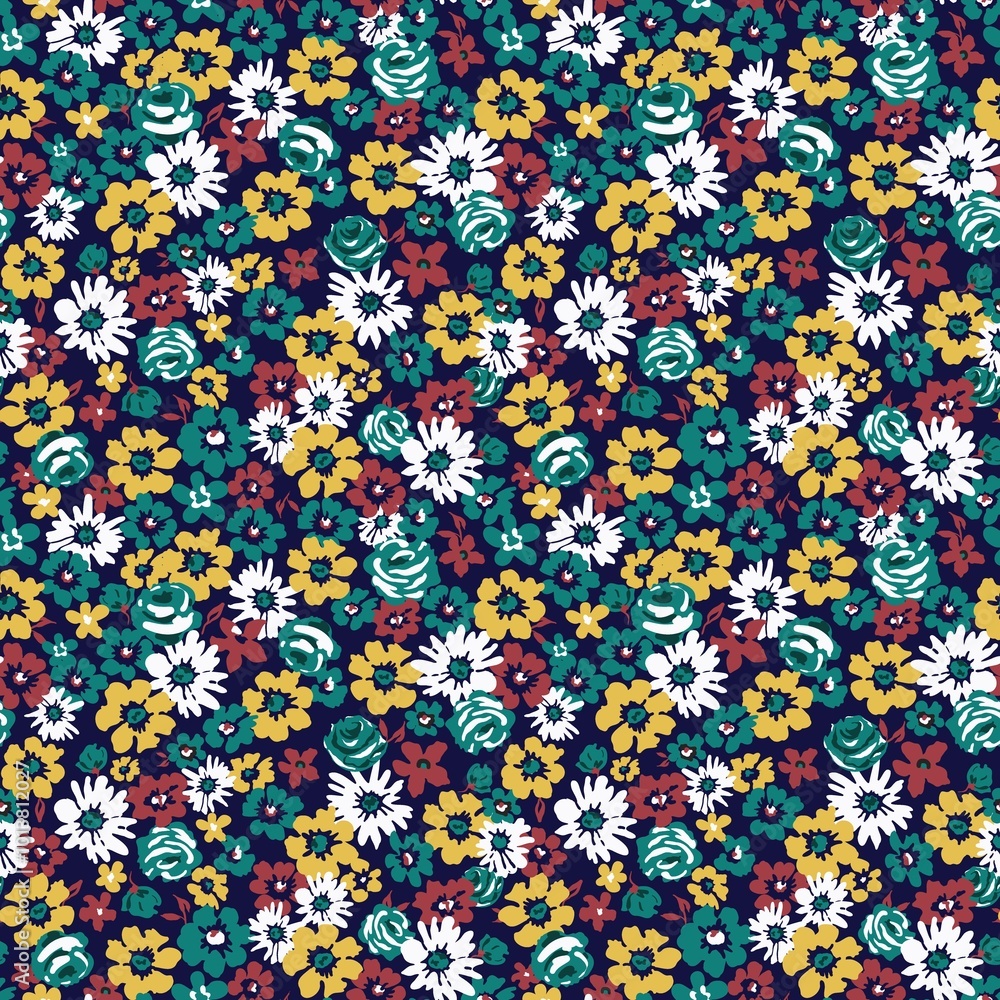 seamless small flower pattern on navy background seamless small flower pattern on navy background