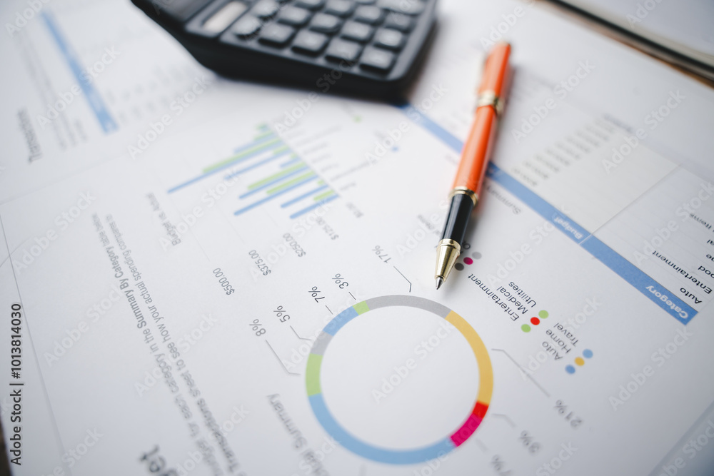Close-up photo of document Tax and Financial Accounting Company income Finance and tax concepts Close-up photo of document Tax and Financial Accounting Company income Finance and tax concepts