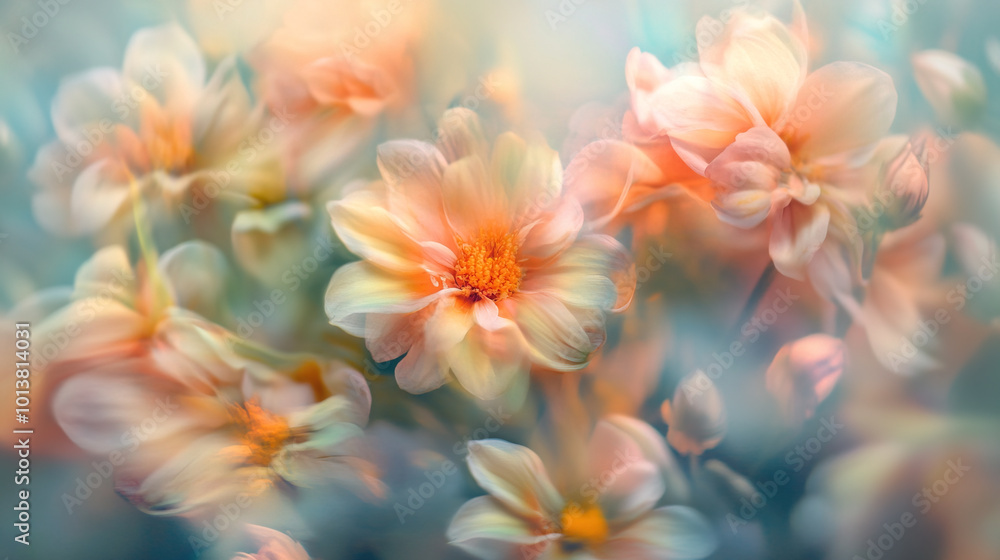 Background with beautiful blooming flowers, motion blur effect Background with beautiful blooming flowers, motion blur effect